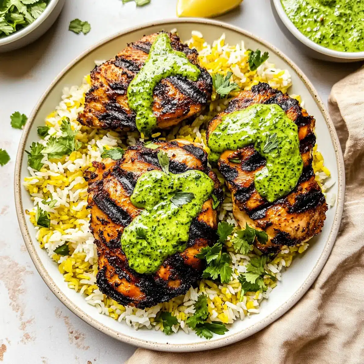 Peruvian Chicken & Rice with Green Sauce