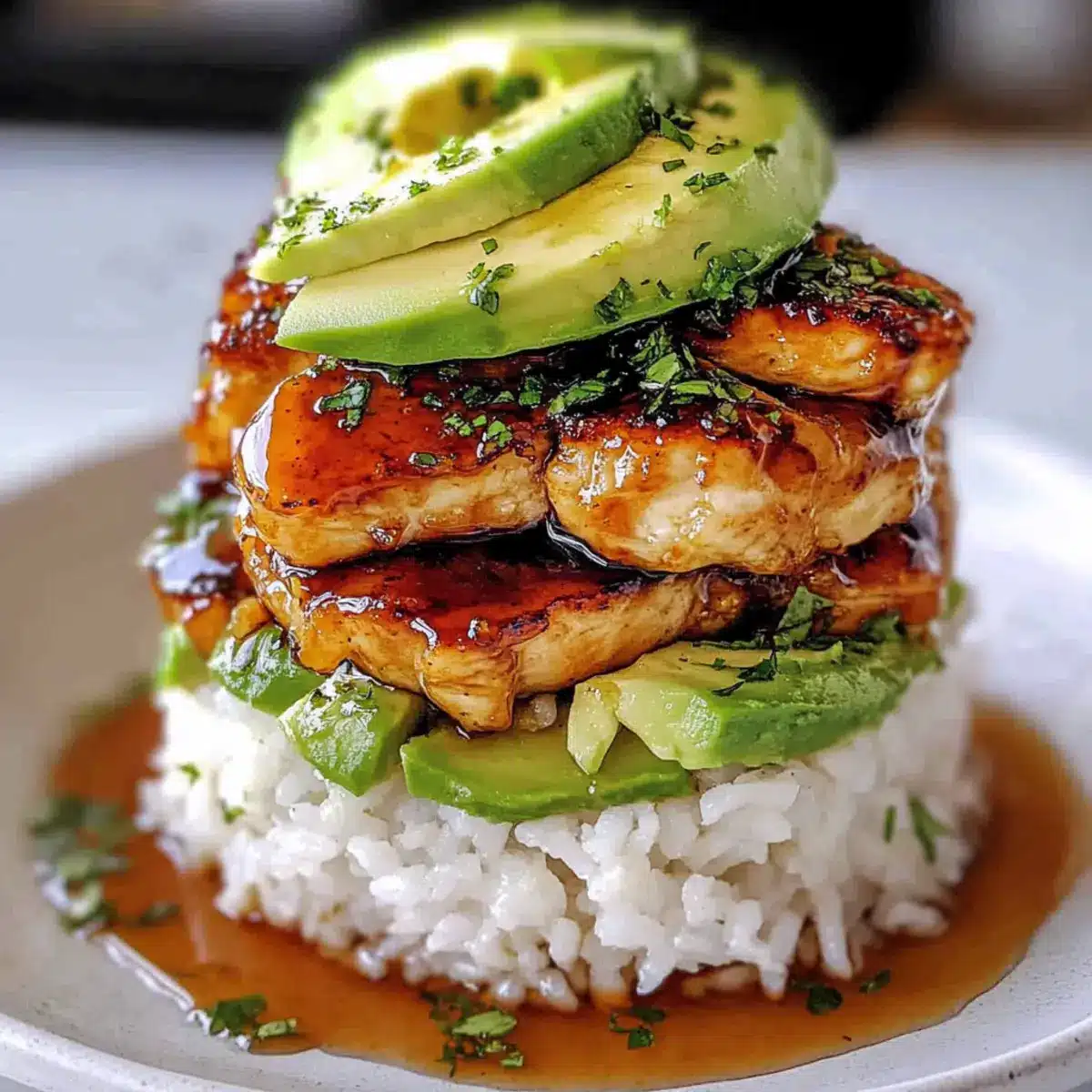 Honey Lime Chicken & Avocado Rice Stack