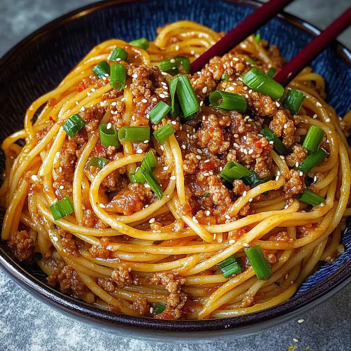 Asian-Style Ground Beef Spaghetti