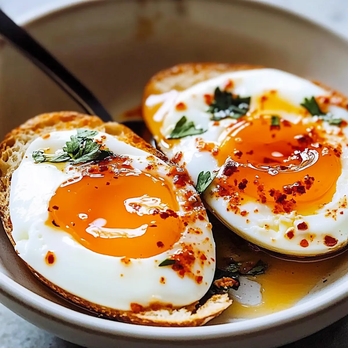 Jammy Eggs with Chili Butter & Garlic Yogurt