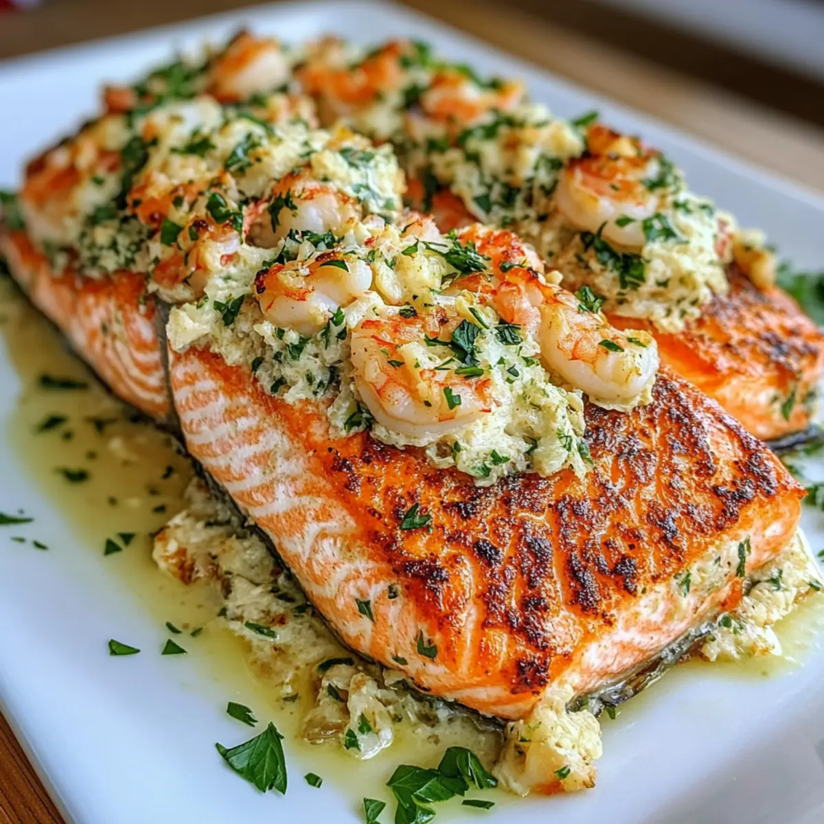 Crab and Shrimp Stuffed Salmon