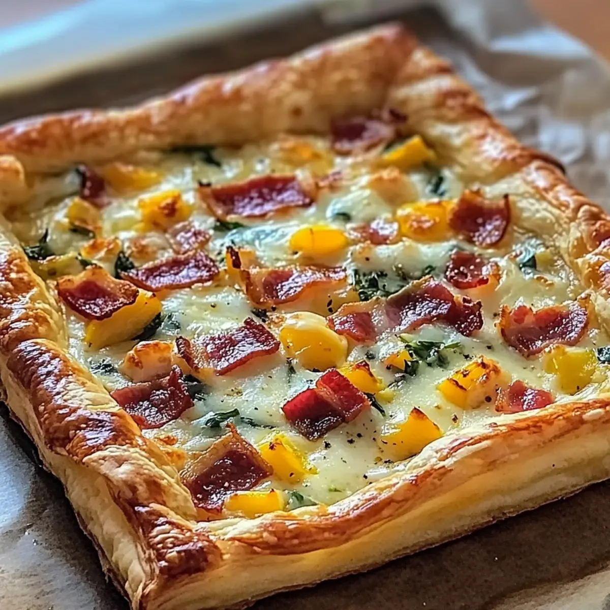 Puff Pastry Breakfast Pizza recipe