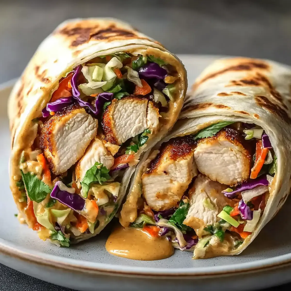 Thai Chicken Wrap with Crunchy Asian Slaw