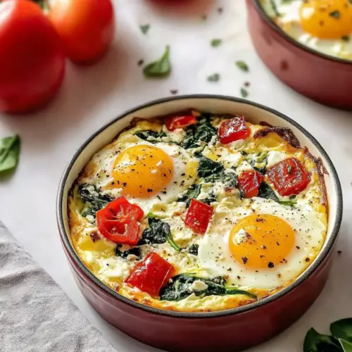 Baked Feta Eggs with Spinach