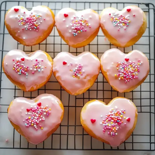 Vanilla Glazed Heart-Shaped Donuts