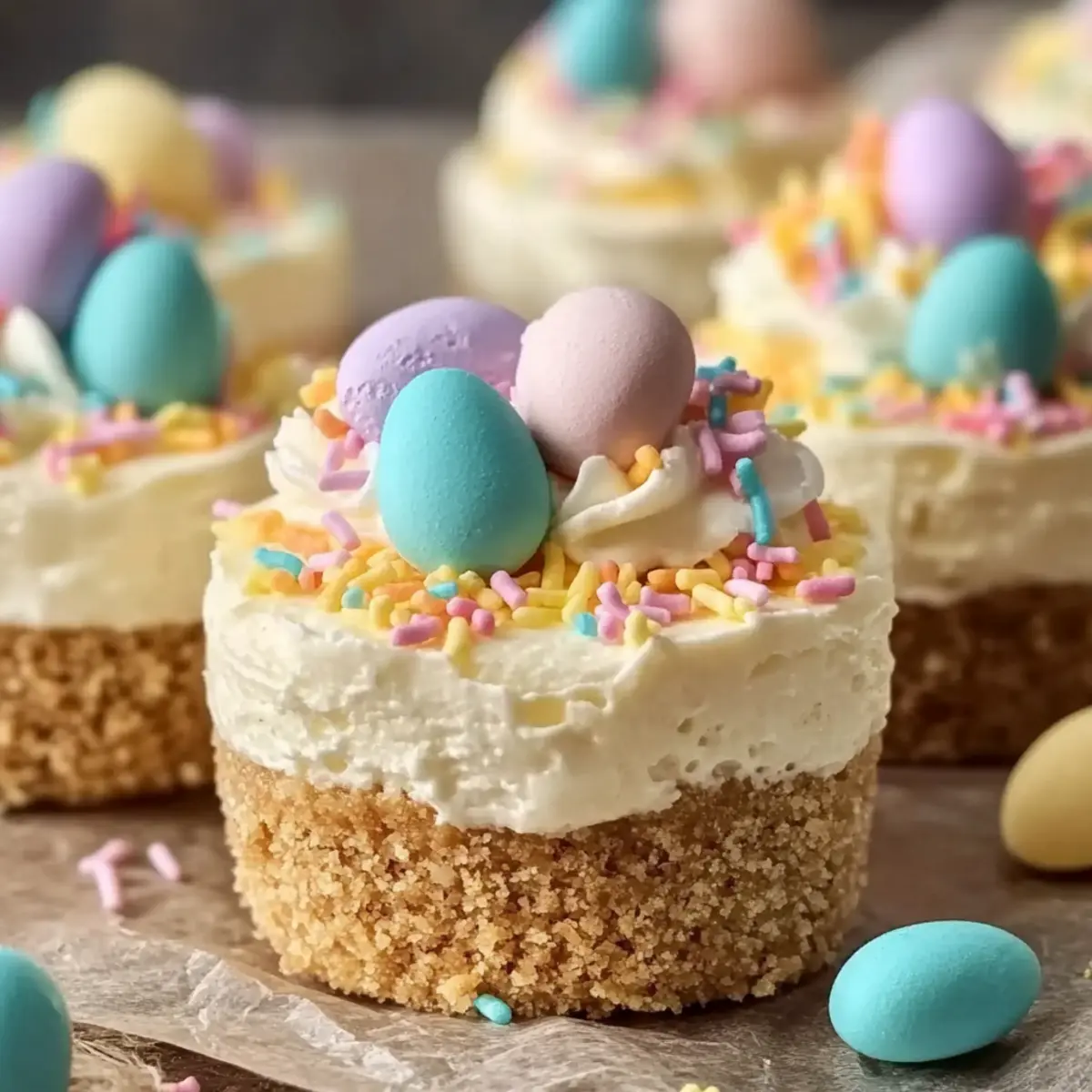 Easter No-Bake Mini Cheesecakes