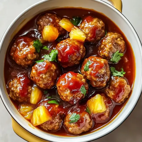 Crockpot Pineapple BBQ Meatballs