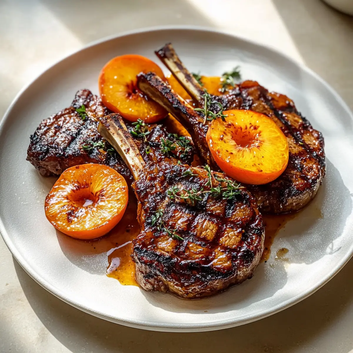Grilled Peach-Glazed Beef Chops