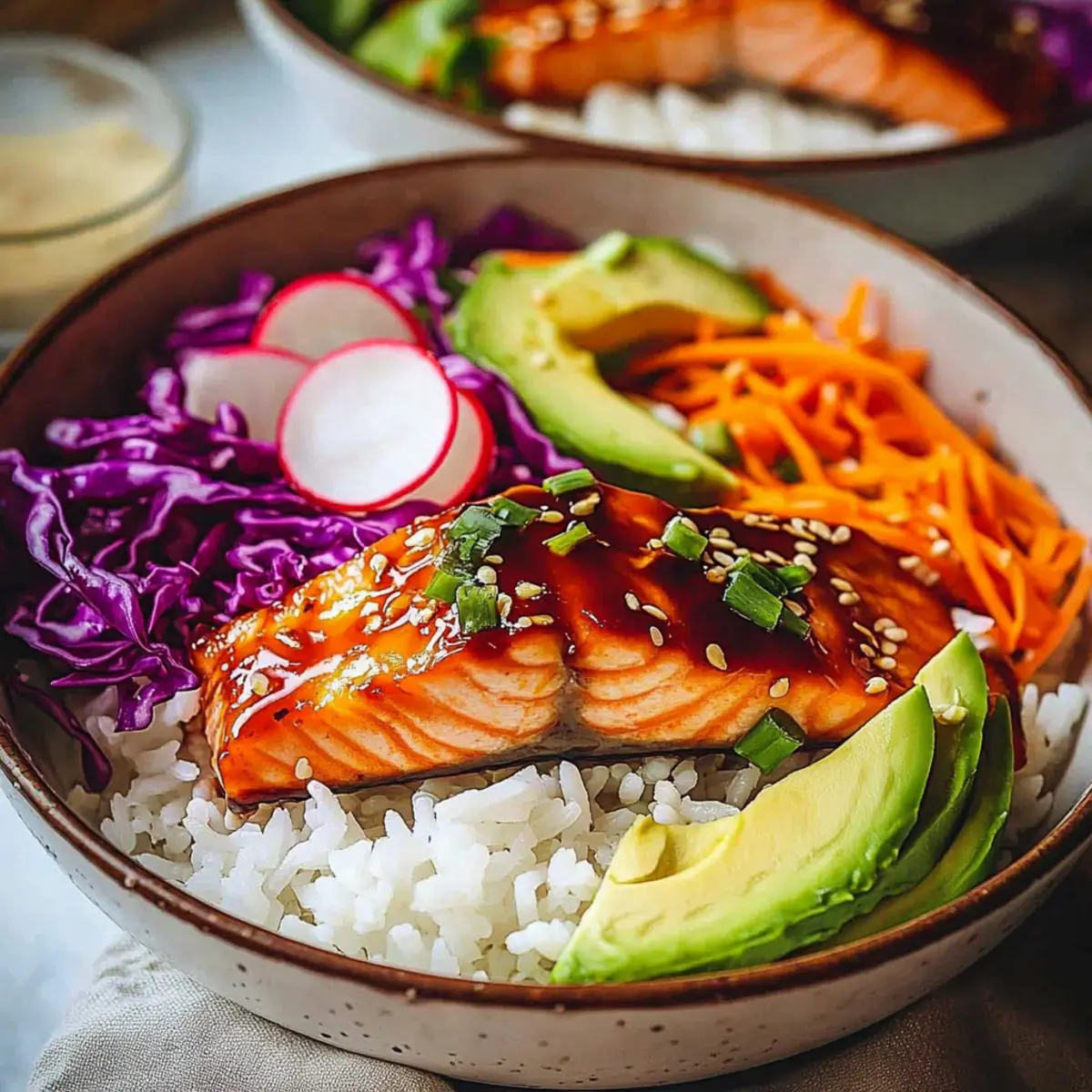 Sweet Chili Salmon Bowl with Rice and Veggies