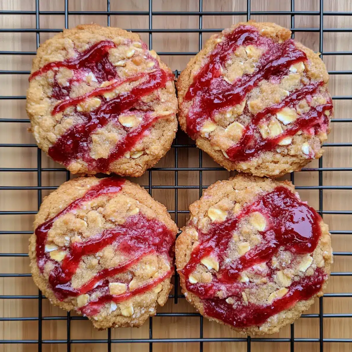 Strawberry Rhubarb Oat Crisp Cookies