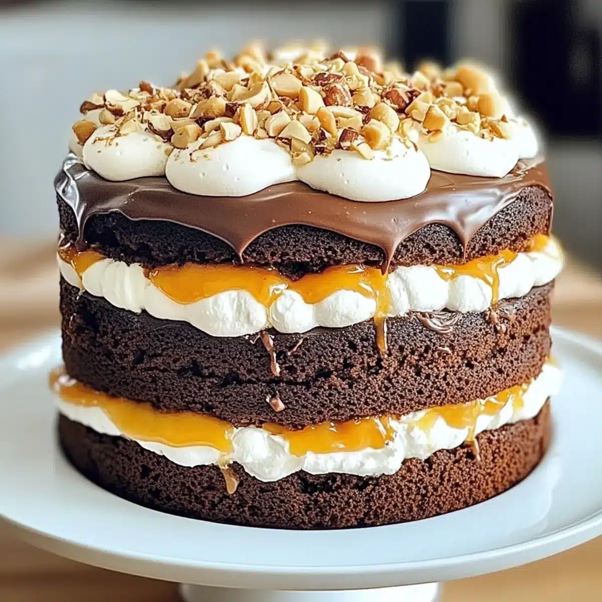 Fluffy Baking Chocolate Hazelnut Layer Cake
