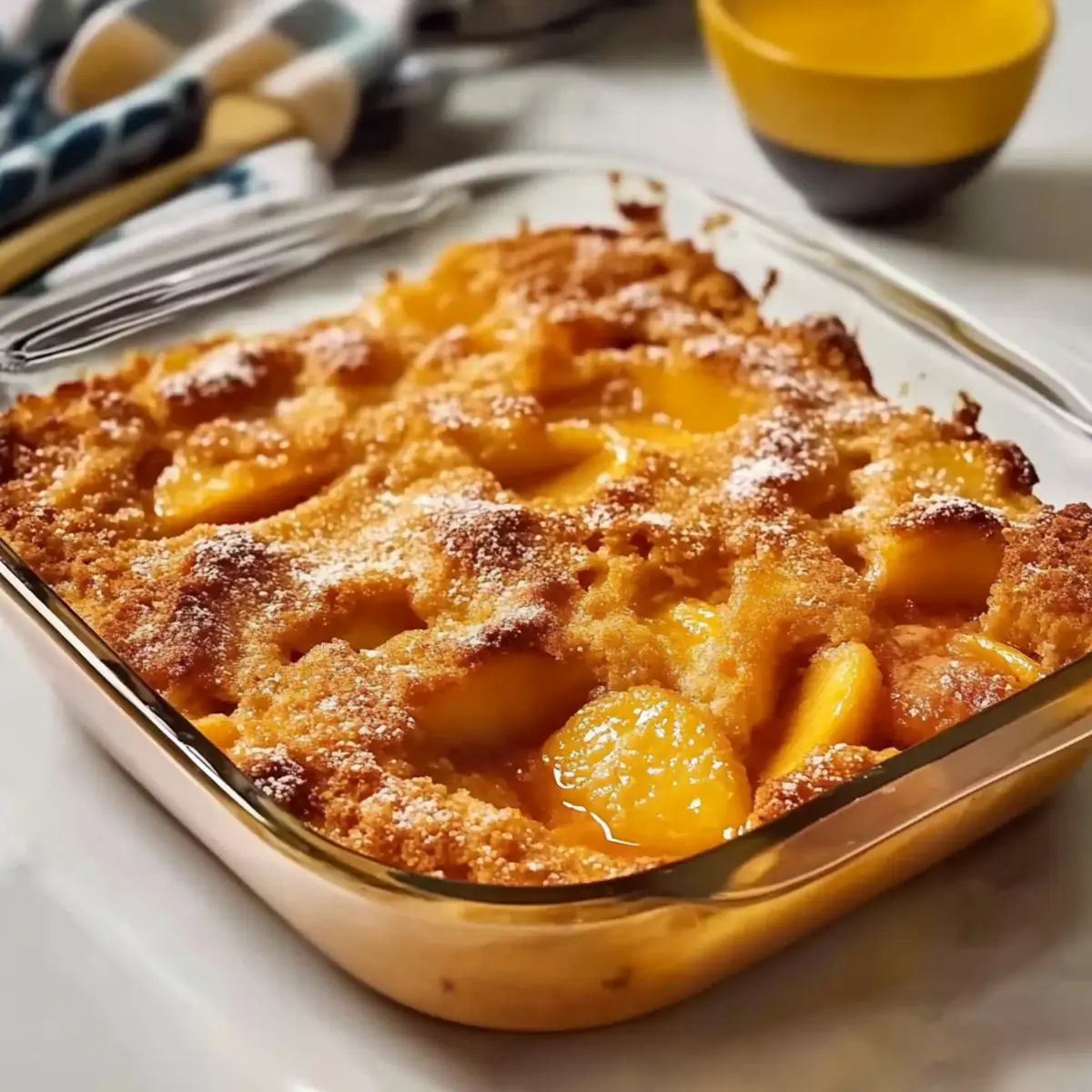Warm Peach Cobbler with Pancake Mix