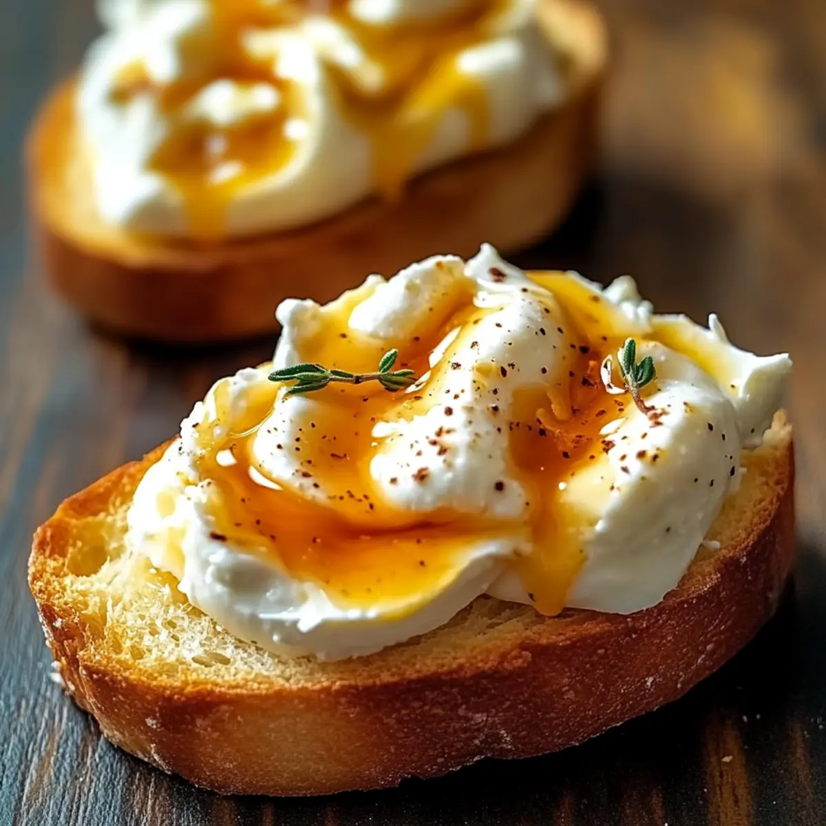 Whipped Feta Crostini with Spicy Hot Honey