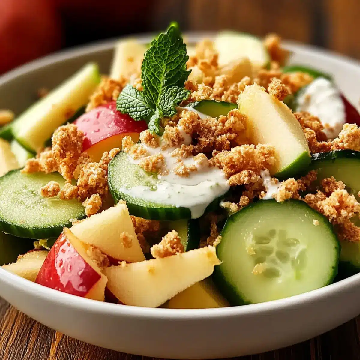 Crispy Apple Cucumber Salad with Mint Yogurt