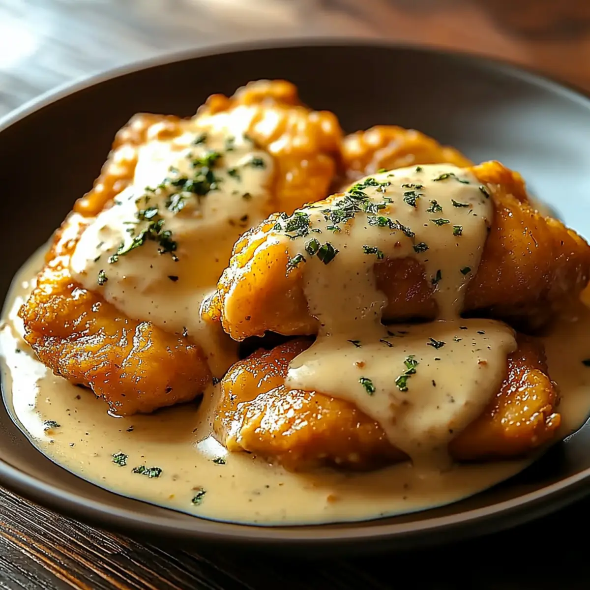Irish Whiskey Chicken with Creamy Garlic Sauce