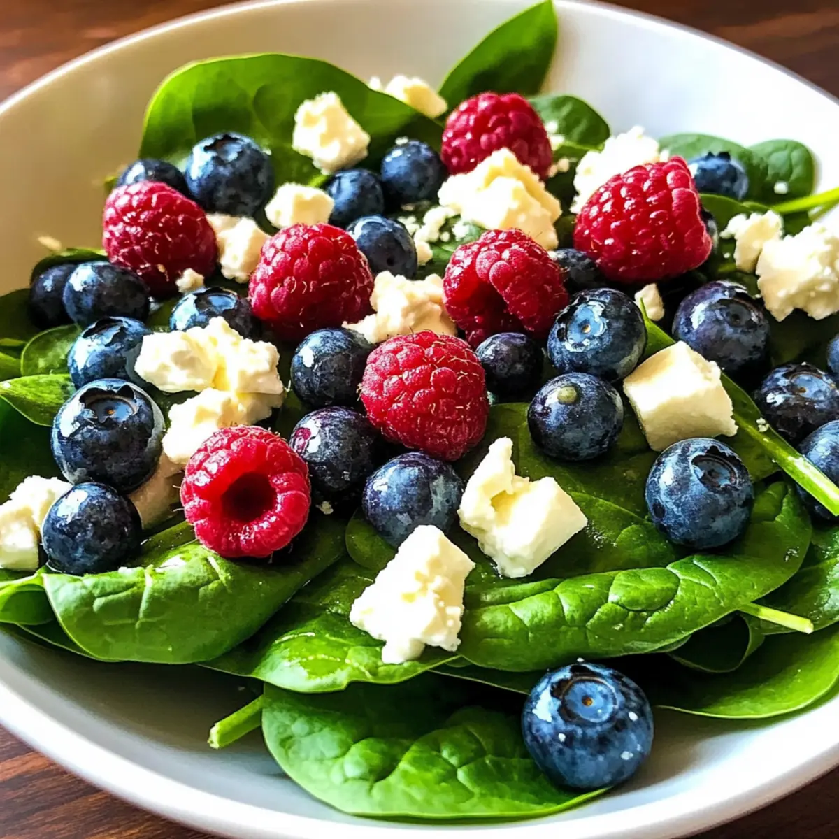 Berry Spinach Salad with Blueberries & Raspberries