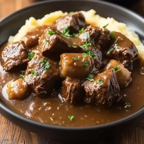4-Hour Crockpot Beef Tips and Gravy