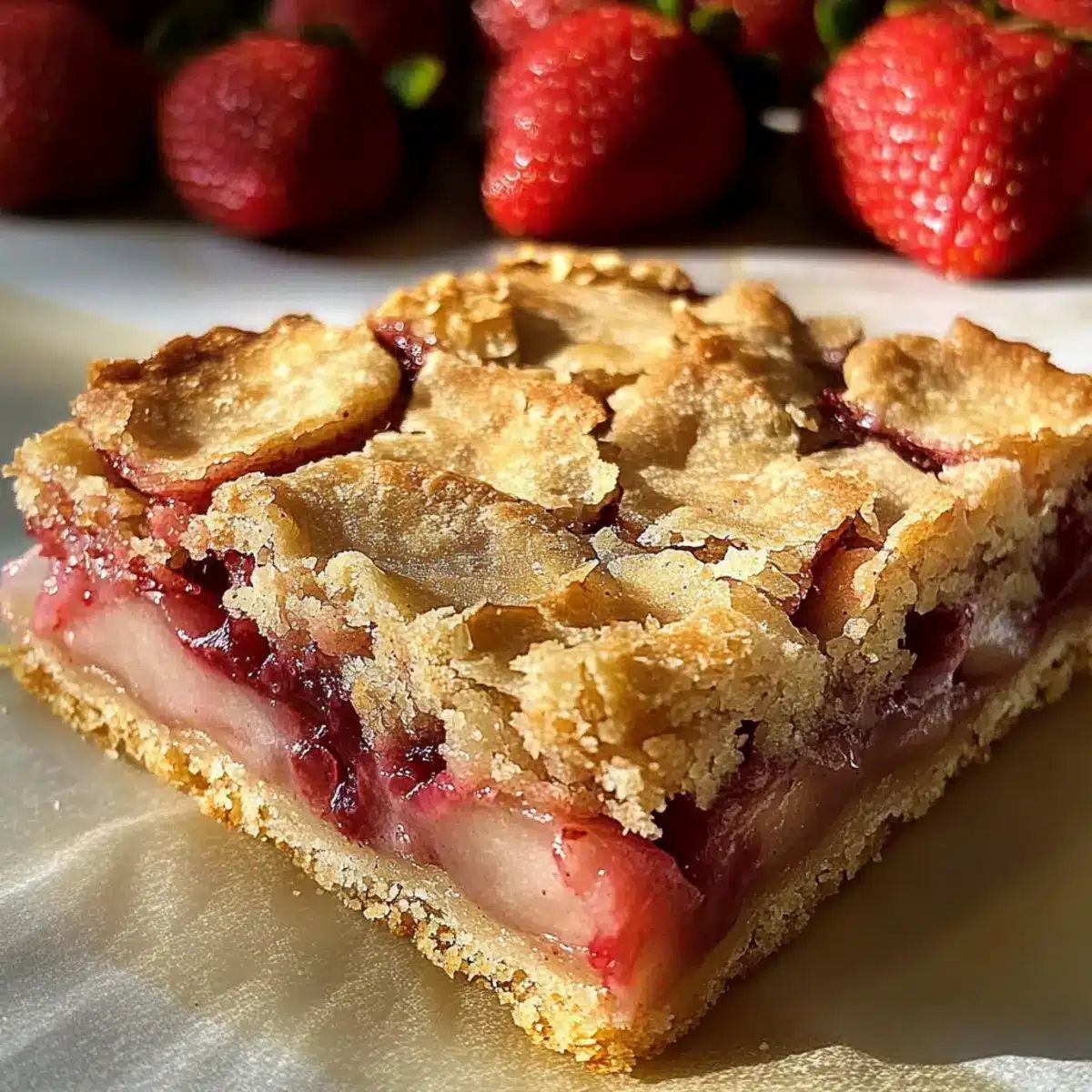 Crispy Strawberry Rhubarb Bars