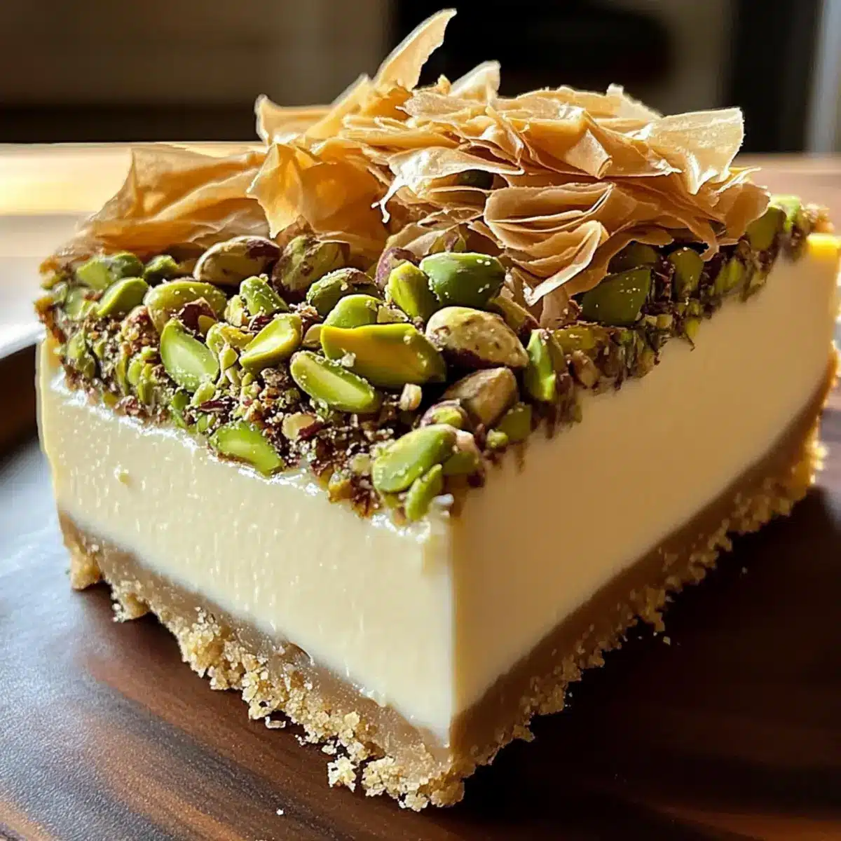 Creamy Pistachio Baklava Cheesecake